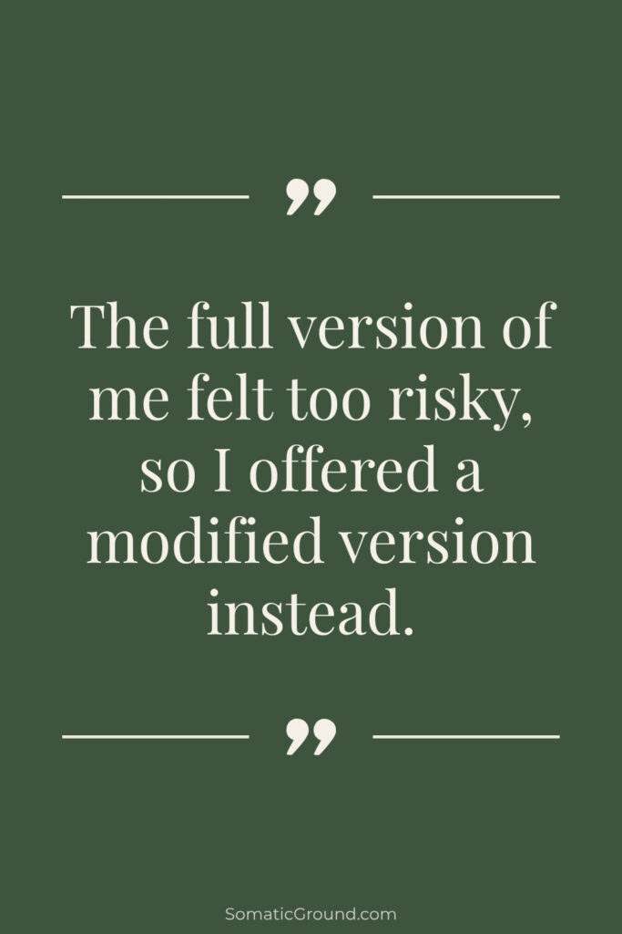 Quote about self-abandonment in relationships on dark green background.